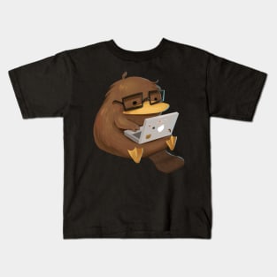 Nerdy Platypus at Work on the Laptop Kids T-Shirt